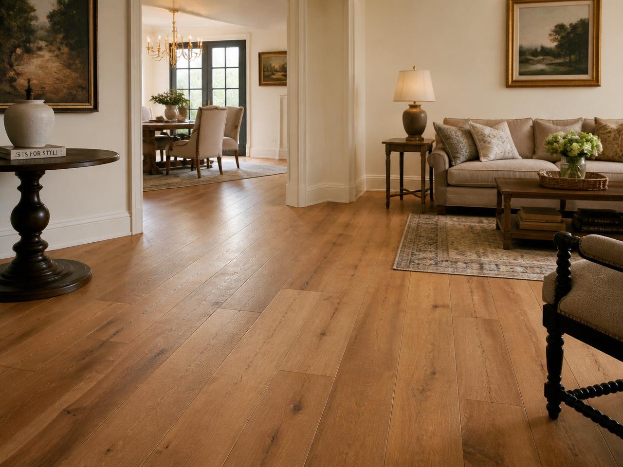 Warm wood-look flooring